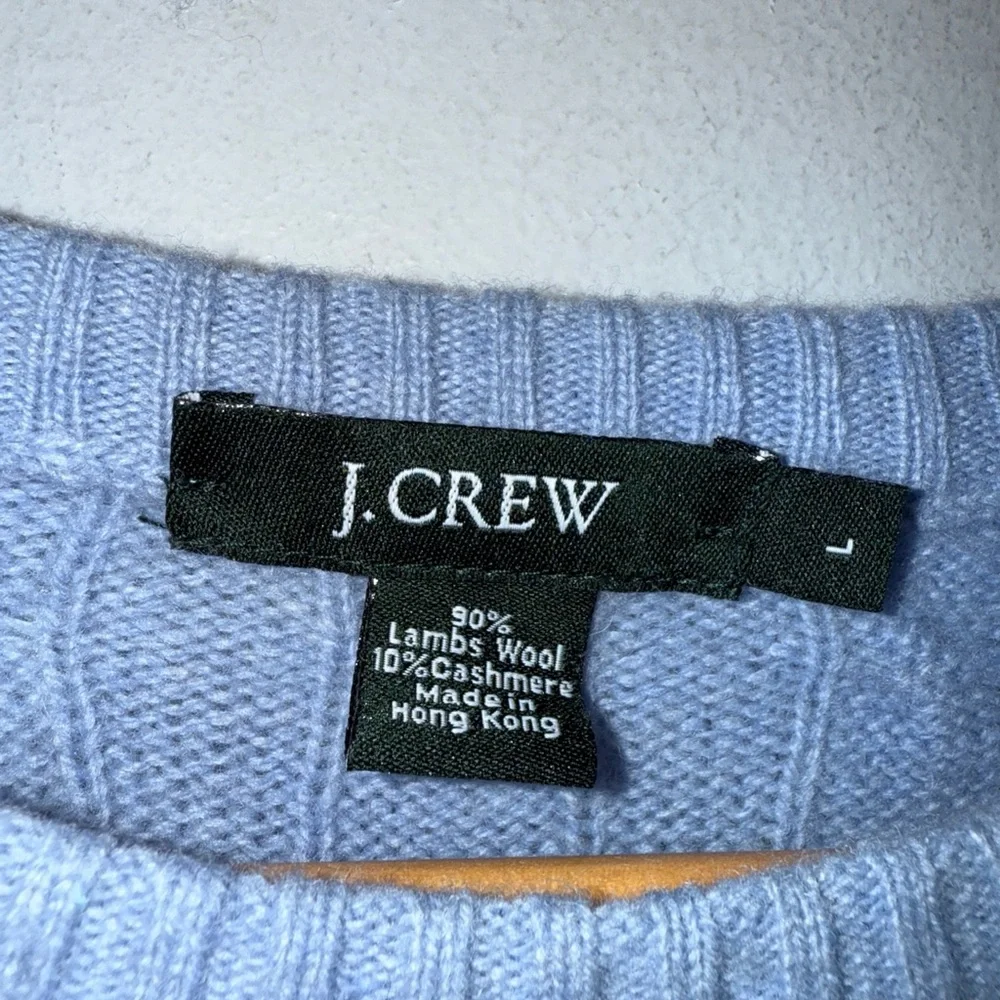Vintage J Crew Men’s Light Blue Lambswool Cashmere Cableknit Sweater Large‎